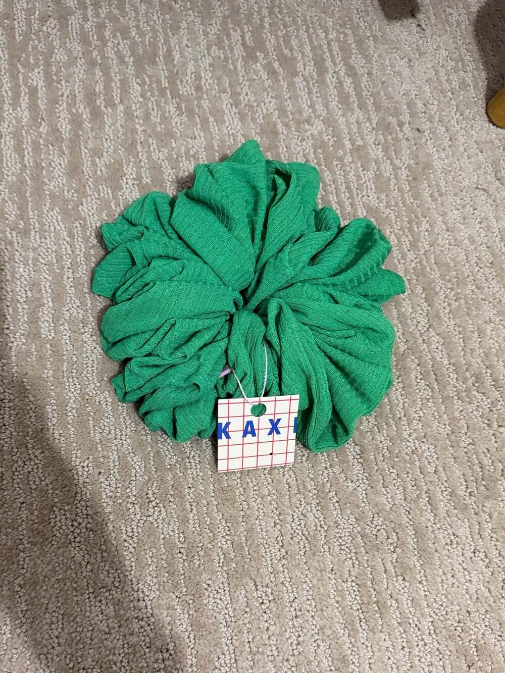 KAXI Jumbo Green Ribbed Scrunchie